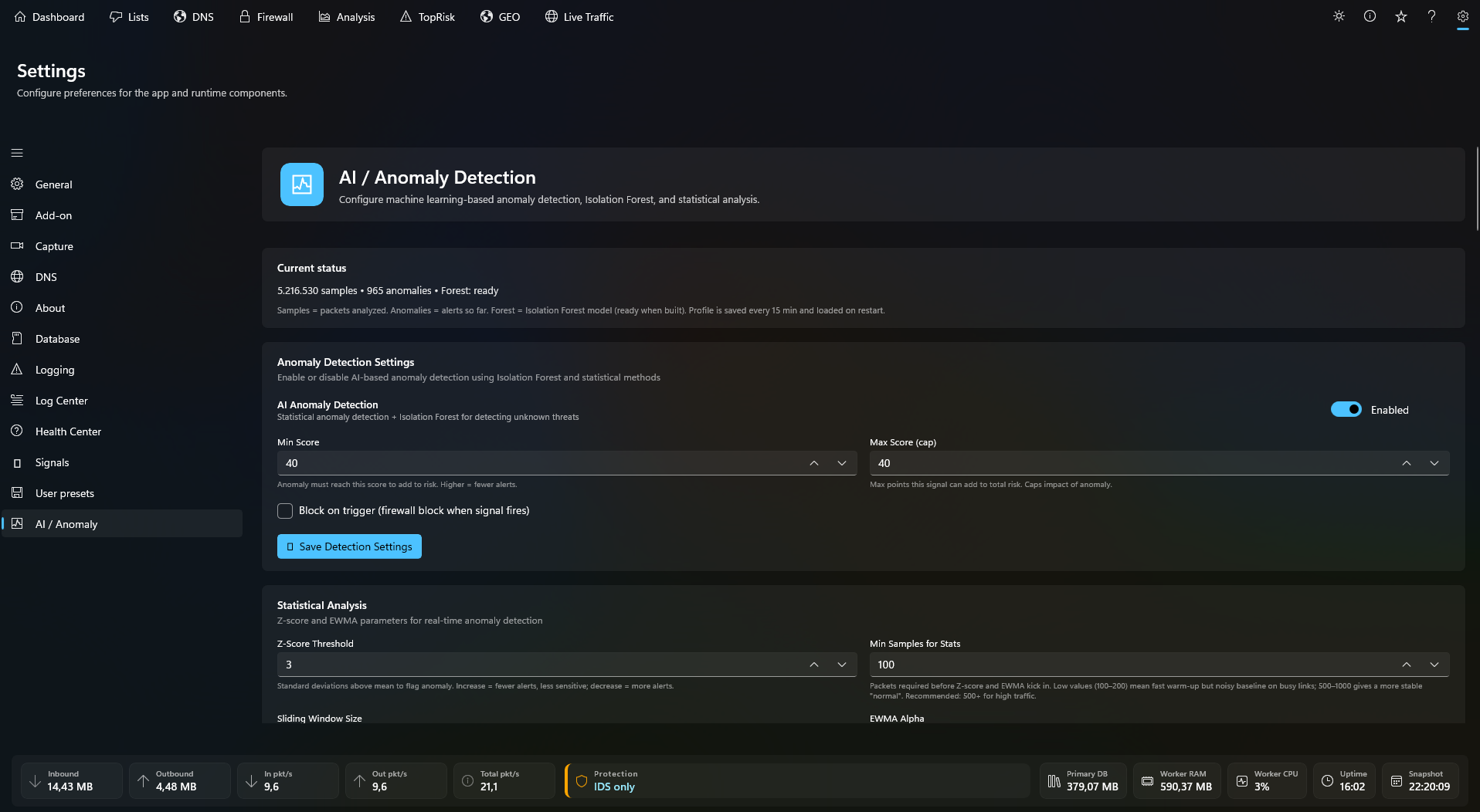 AI anomaly screenshot