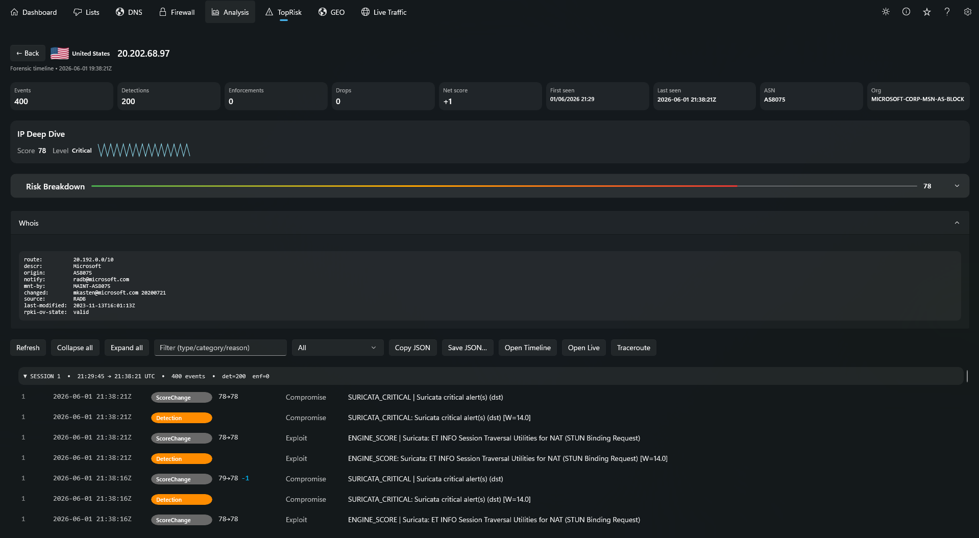 Entity details screenshot